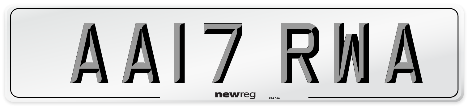 AA17 RWA Number Plate from New Reg